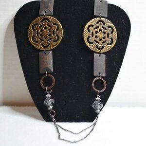 Vintage Chunky Boho Wood Acrylic Lt. Blue Beaded Statement 30 Inch Necklace